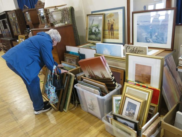 Inspecting the artwork